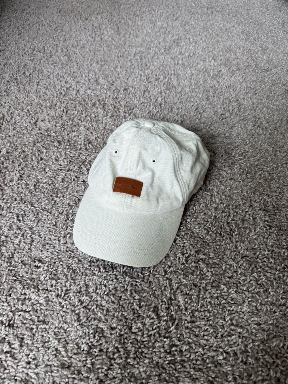 Tan Cole Haan Leather Patch Baseball Cap